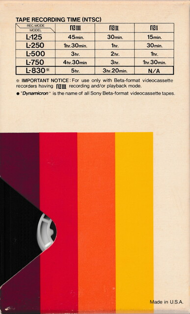 betamax case l830 north_america ntsc rear scan sony tape // 2260x3740 // 5.3MB