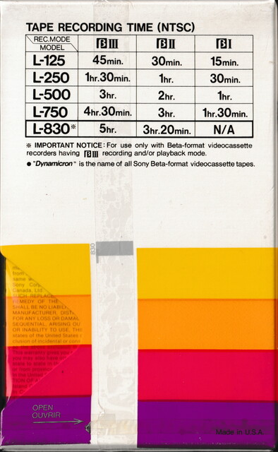 betamax case l830 north_america ntsc rear scan sealed sony tape // 2300x3740 // 5.2MB