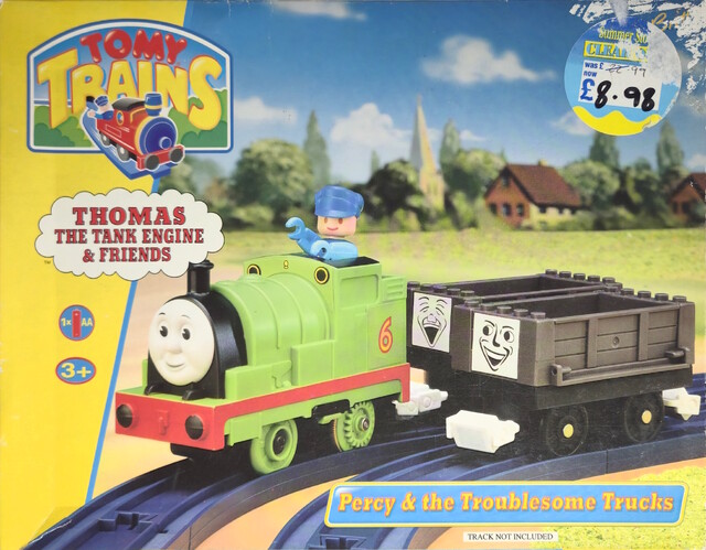 1996 box front percy thomas_the_tank_engine tomy tomytrain troublesome_trucks uk // 4849x3782 // 5.5MB
