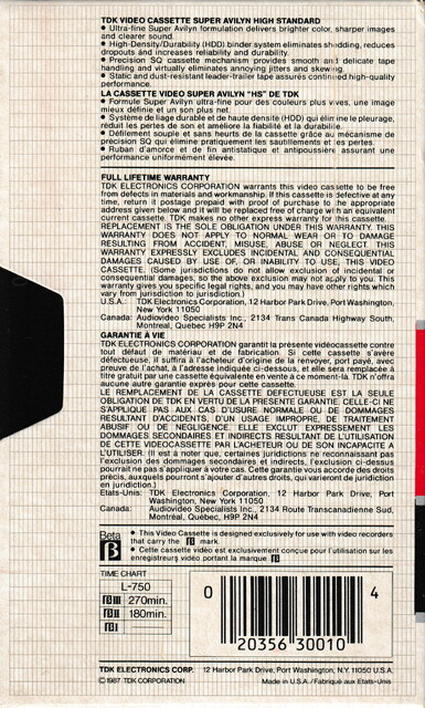 betamax case hs l750 north_america ntsc rear scan tape tdk // 2235x3713 // 8.0MB