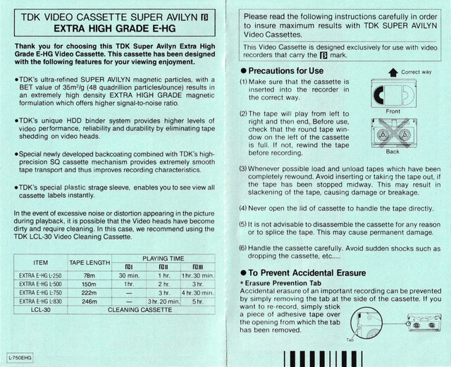 betamax ehg l750 north_america rear scan sticker tdk // 4328x3520 // 6.8MB
