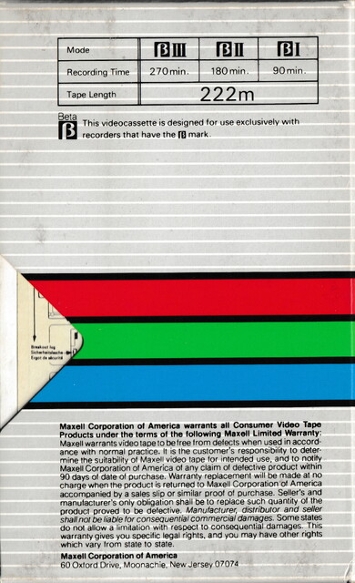 1981 betamax case l750 maxell north_america ntsc rear scan tape // 2255x3700 // 6.1MB