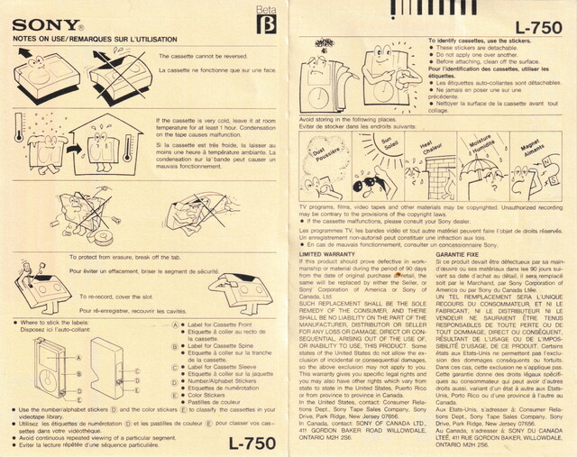 betamax l750 north_america ntsc rear scan sony sticker // 4373x3466 // 12MB