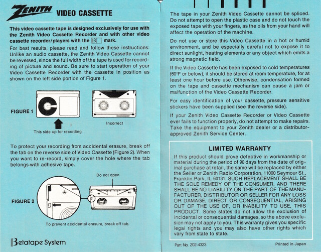 betamax l250 north_america ntsc rear scan sticker zenith // 4370x3427 // 6.6MB