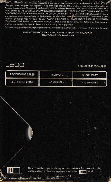 ampex betamax case l500 north_america ntsc rear scan tape // 2251x3701 // 4.8MB