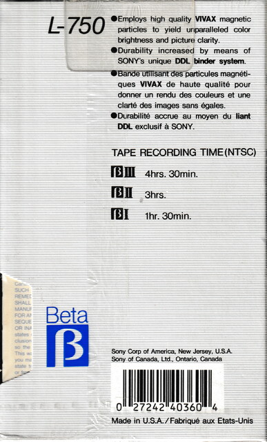 betamax case l750 north_america ntsc rear scan sealed sony tape // 2246x3717 // 5.6MB