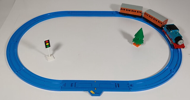 1997 accessory annie bor_starter_set clarabel north_america passenger_car power_car rail set signal thomas thomas_battery_operated_railway thomas_the_tank_engine tomy toy train tree video // 1594x844, 8.2s // 1.7MB